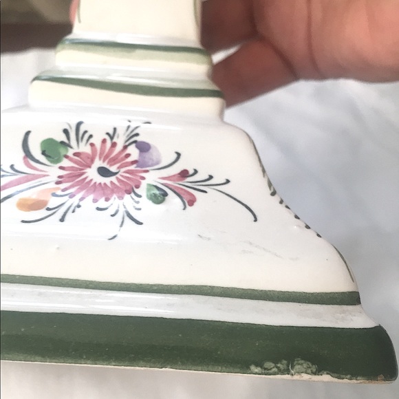 Artisan Hand Painted Floral Candlestick - Picture 4 of 6